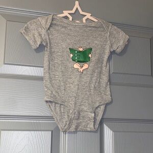 Rabbit Skins Gray Bodysuit with Green Book Graphic